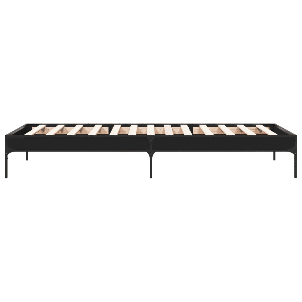 Giroletto-Struttura Letto Nero 100x200 cm in Legno Multistrato e Metallo 598653