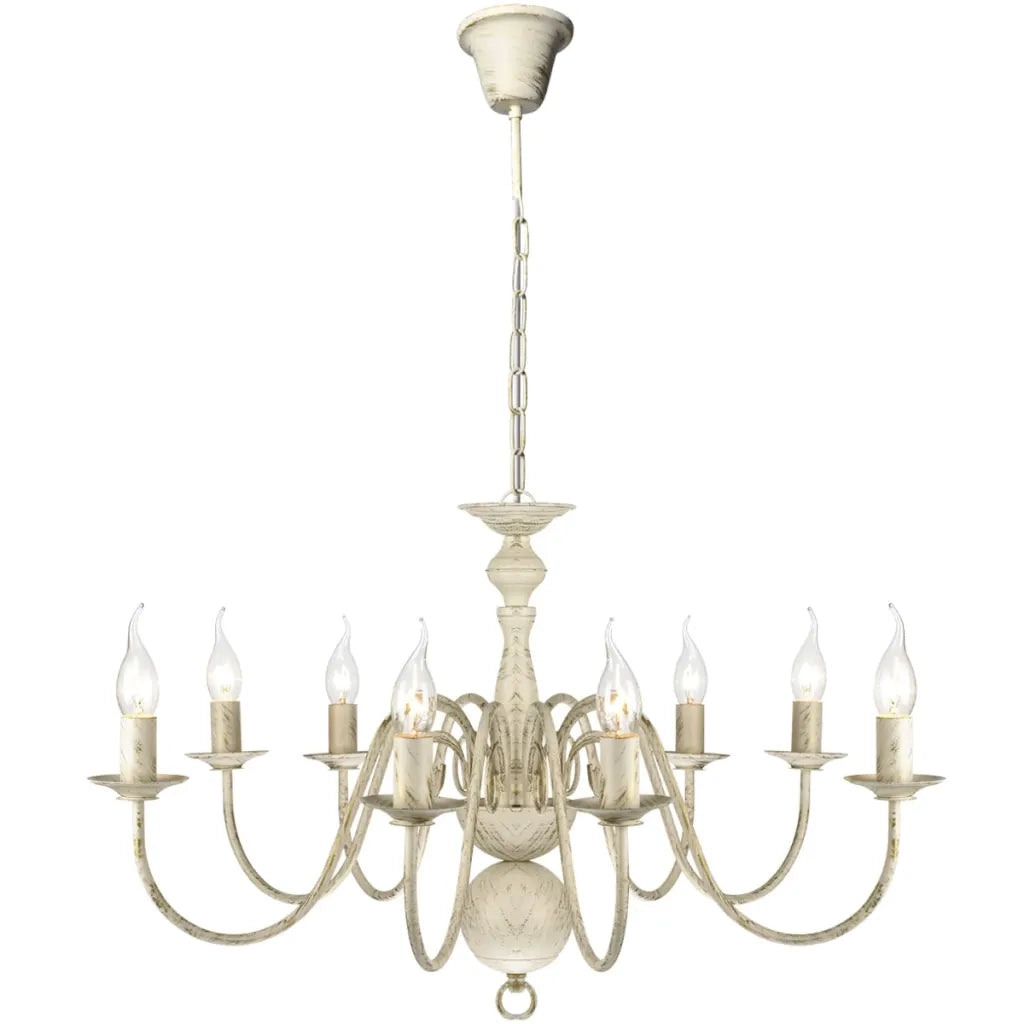 Lampadario in metallo bianco anticato per uso residenziale design classico 80 x 45 cm metallo bianco anticato 02_0046250
