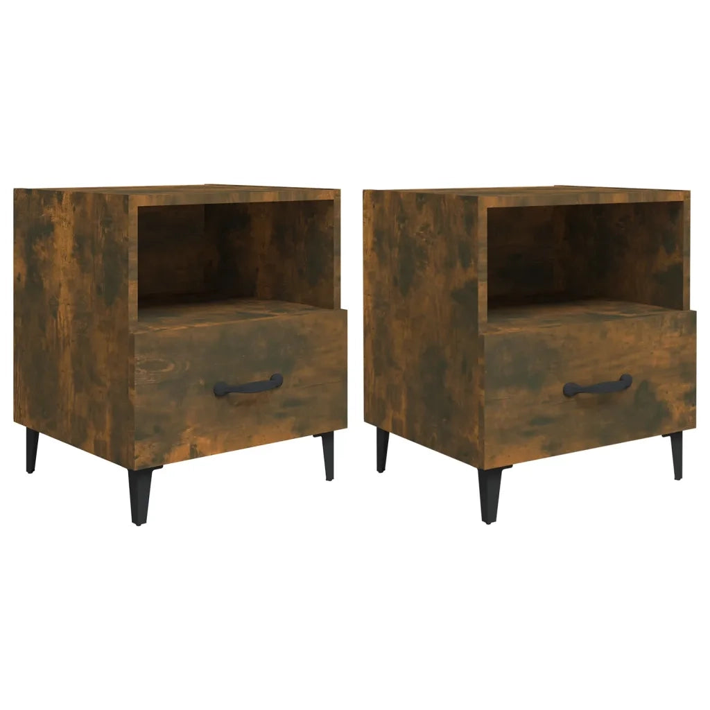 Comodini 2 pz-Set di 2 Tavolino da notte Rovere Fumo in Legno Multistrato 966606