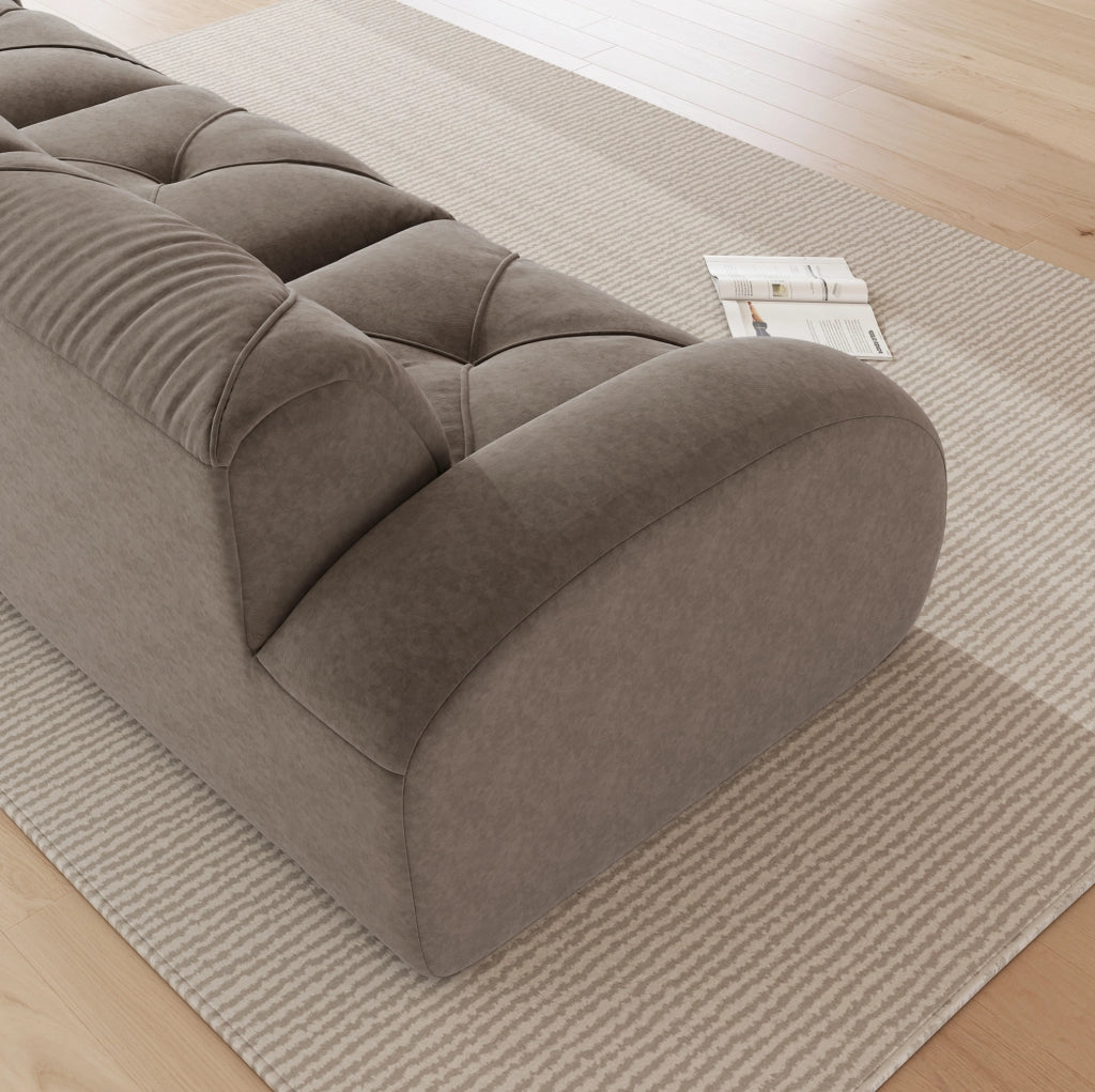 Divano modulare a 3 posti senza telaio in tessuto chenille taupe, design antiscivolo, adatto per soggiorno, senza necessità di montaggio