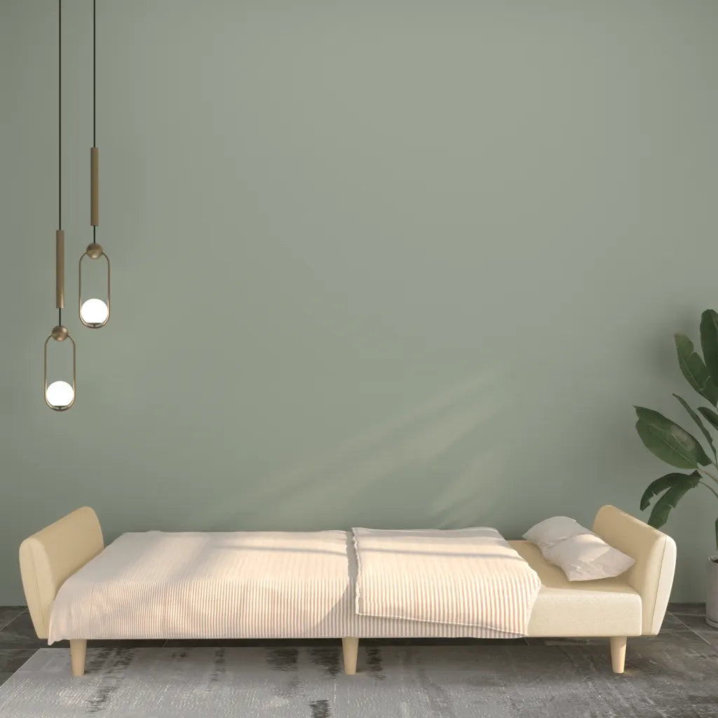 Divano letto | Sof¨¤ letto | Letto singolo a 2 Posti Crema in Tessuto