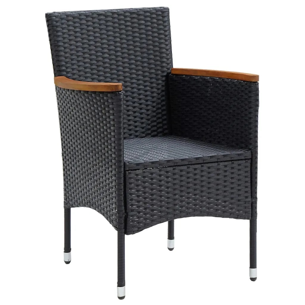 Set da Pranzo per Giardino 5 pz con Cuscini Polyrattan Nero 3095016
