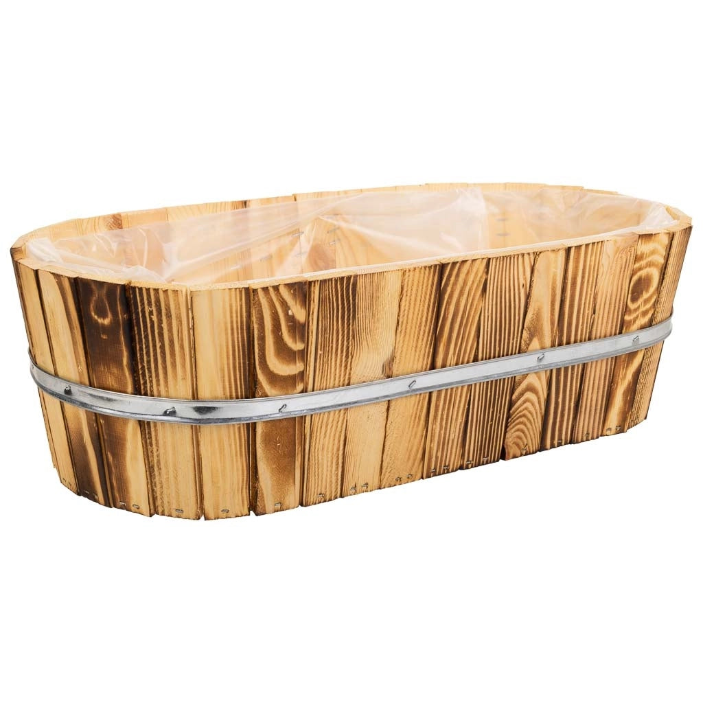 Cesto in legno e corda marrone 49x26x15h