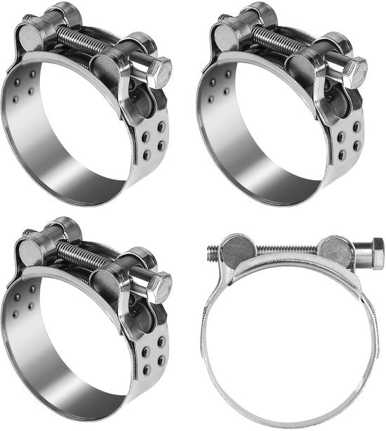Ferraglie adattabili 4 pezzi - Acciaio inossidabile 304 - Campo di regolazione 60-63 mm - Ferraglie di vite - Ferraglie di tubo - Resistente alla corrosione
