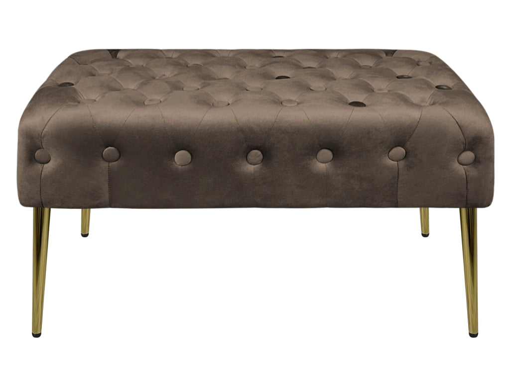 Panca Imbottita Divanetto In Velluto Sgabello A Pie Di Letto Con Gambe In Metallo Dorato Panchina Ingresso Legno Massello Pouf - Testa di moro
