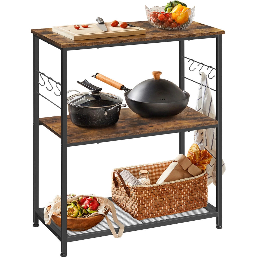 Isola da cucina Loft in legno rustico e acciaio nero