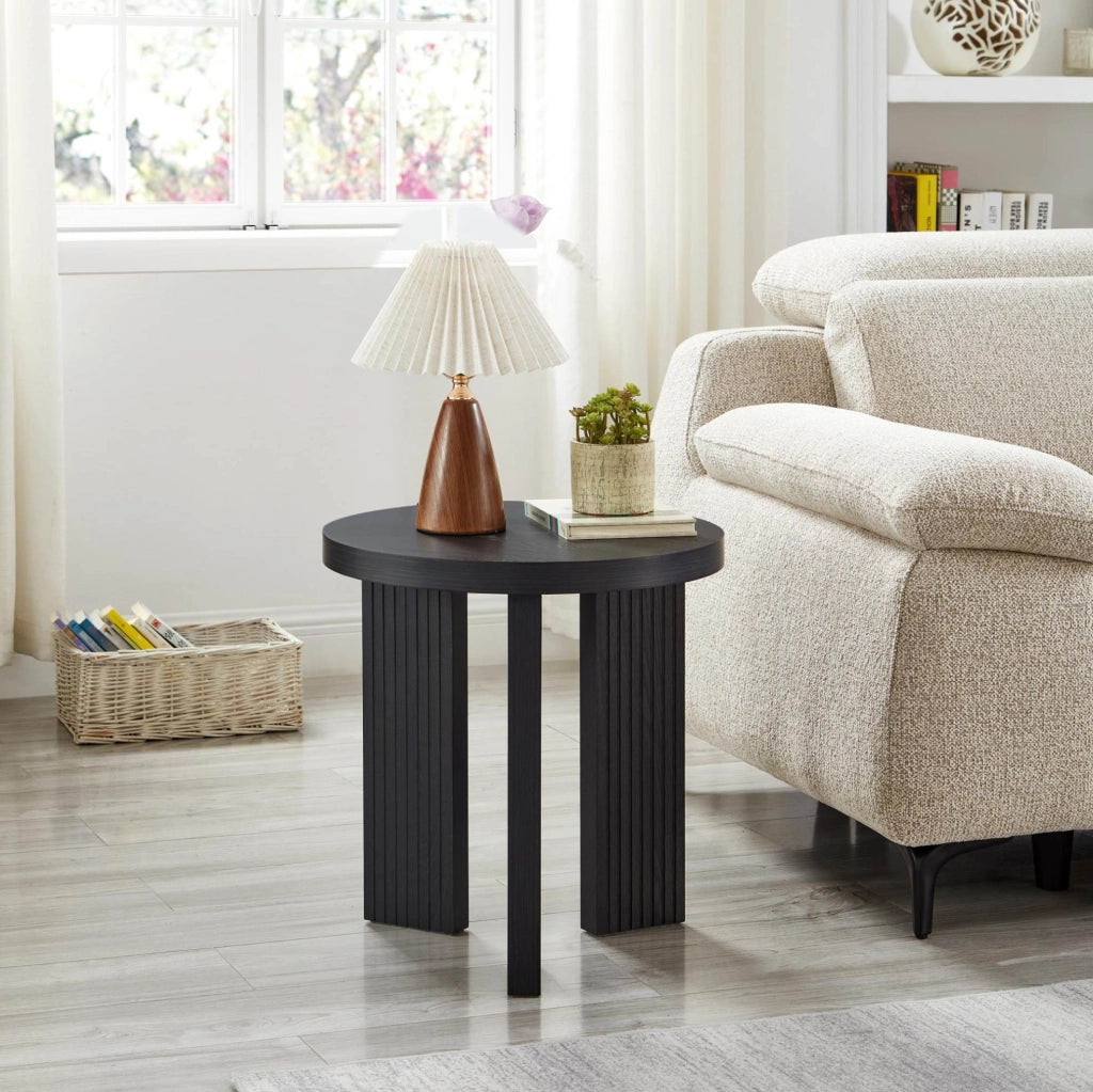Tavolino rotondo da salotto in MDF nero HOMVRA
