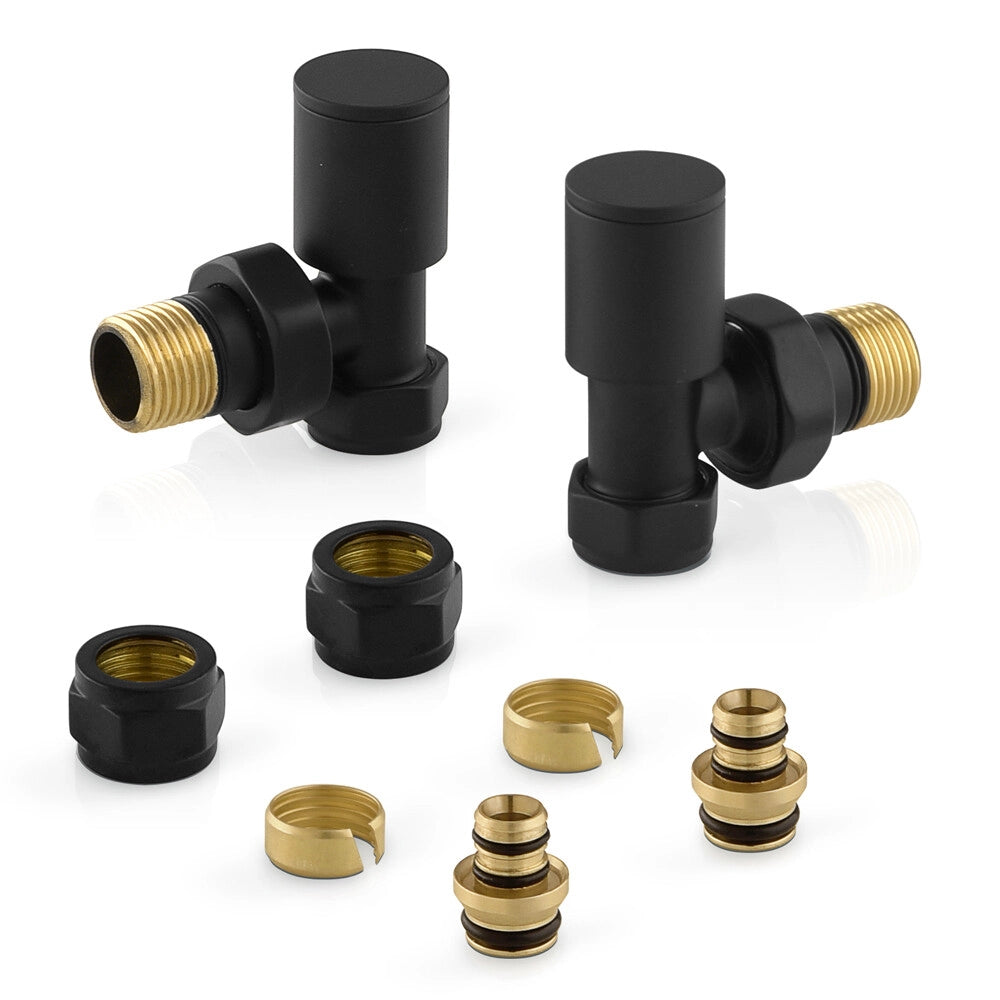 Termoarredo design nero opaco L 60x170 interasse 55 cm con Kit valvole