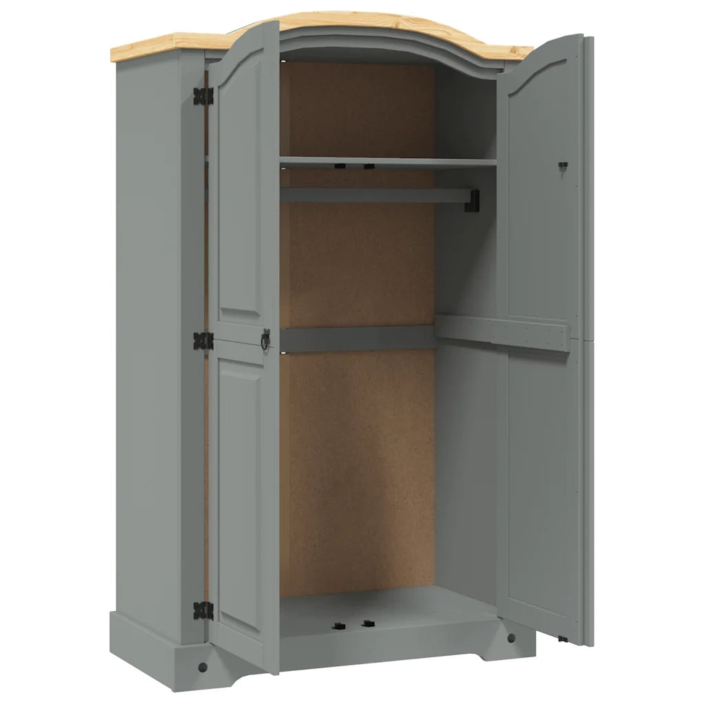 Armadio in Legno di Pino Messicano Corona 2 Ante Grigio CFW8062880