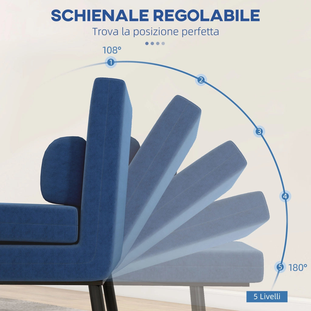 Poltrona Letto ¨C Minimal ¨C Tessuto Effetto Lino, Blu Scuro, 75x70x75 cm
