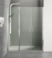 Box doccia frontale OPEN fisso + 2 porte battenti 110 cm (25+45+45) cromo trasparente