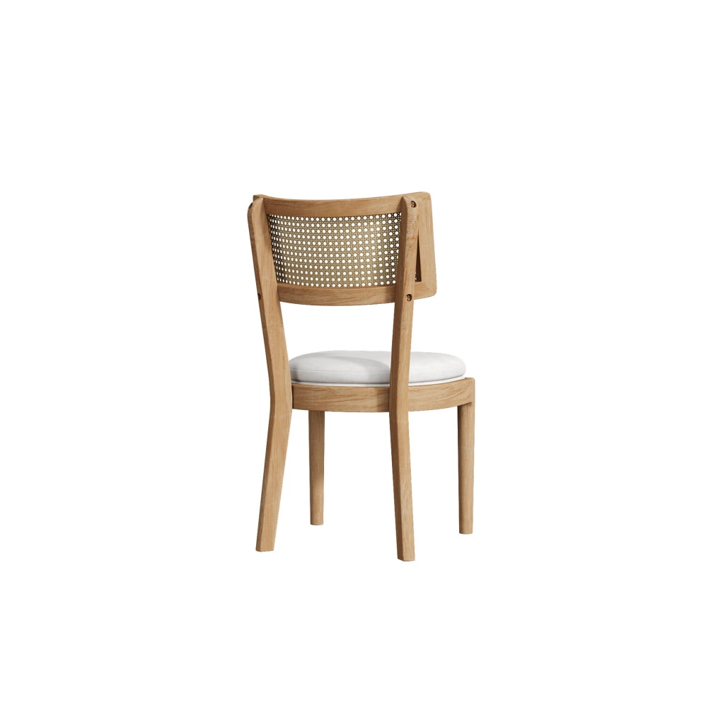 Set di 6 sedie da pranzo in legno massello con schienale in rattan color legno