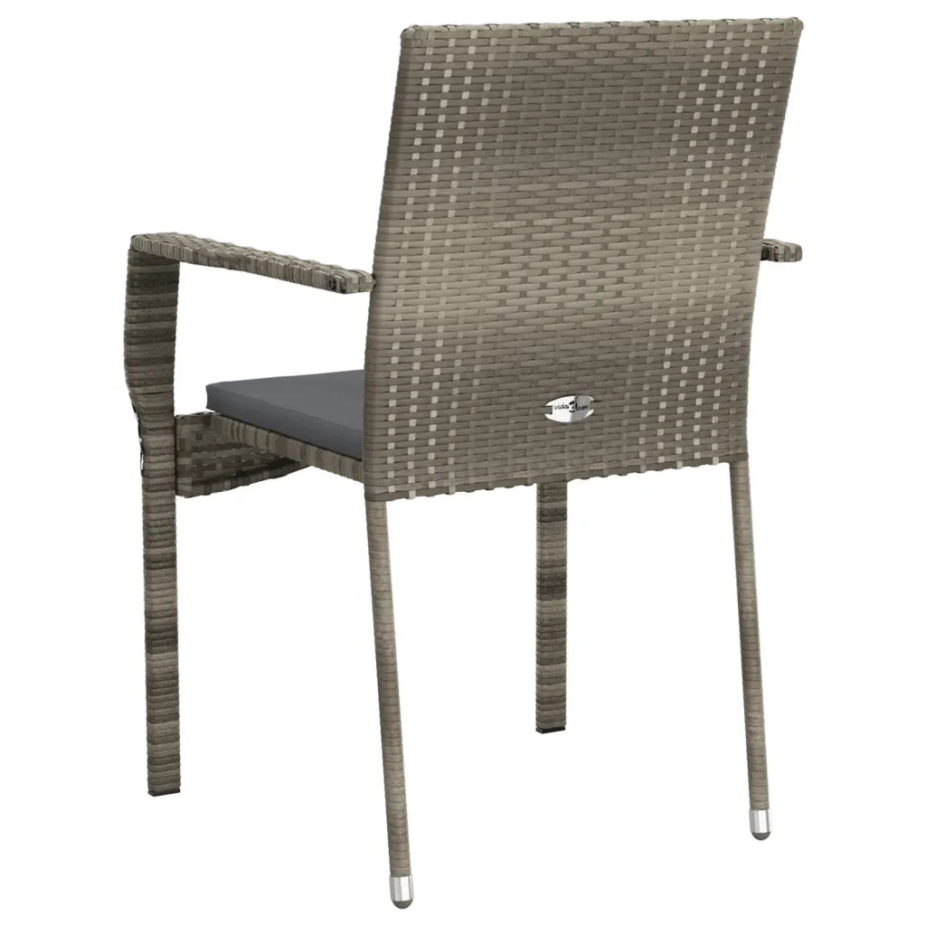 Sedie da Giardino con Cuscini 2 pz | Sedie da Esterno in Polyrattan Grigie