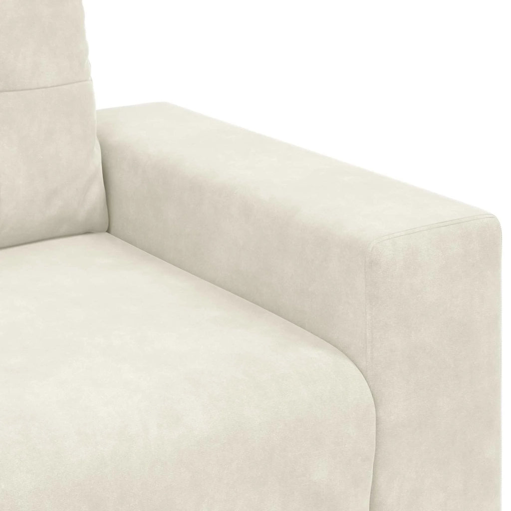 Divano a due posti con cuscino-Sofa 2 Posti Crema Velluto