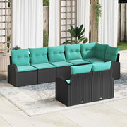 Set Divano da Giardino 8 pcs Nero e Turchese polyrattan 3354765