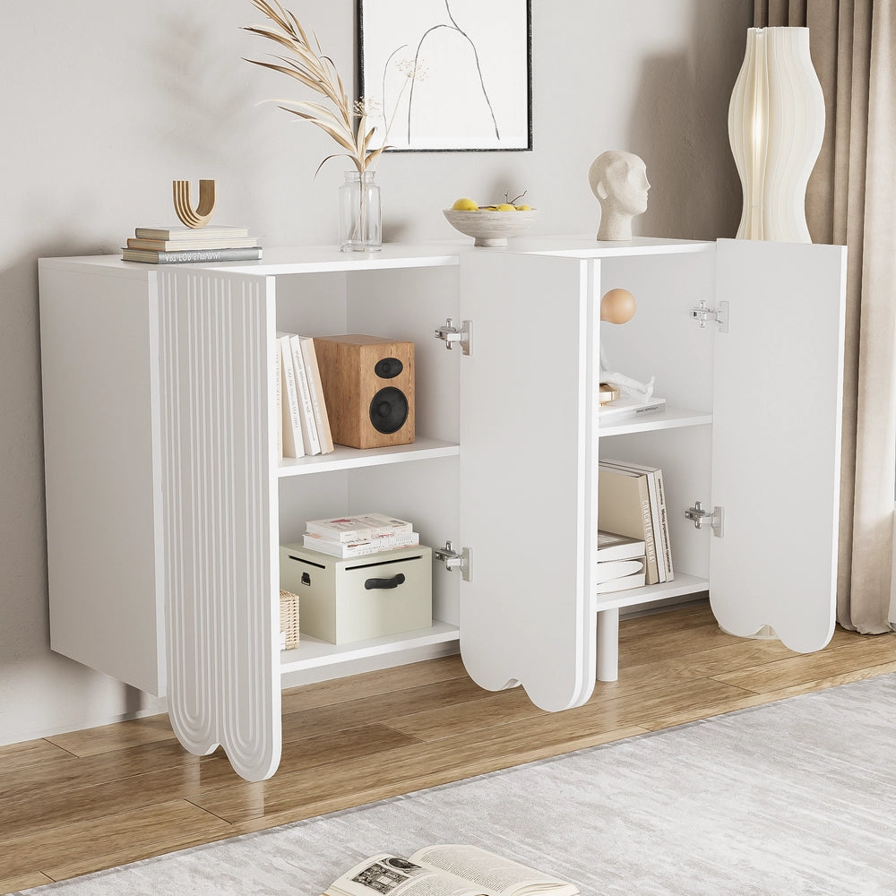 Credenza con Ante Sagomate ¨C MINIMAL ¨C Legno, Design Moderno