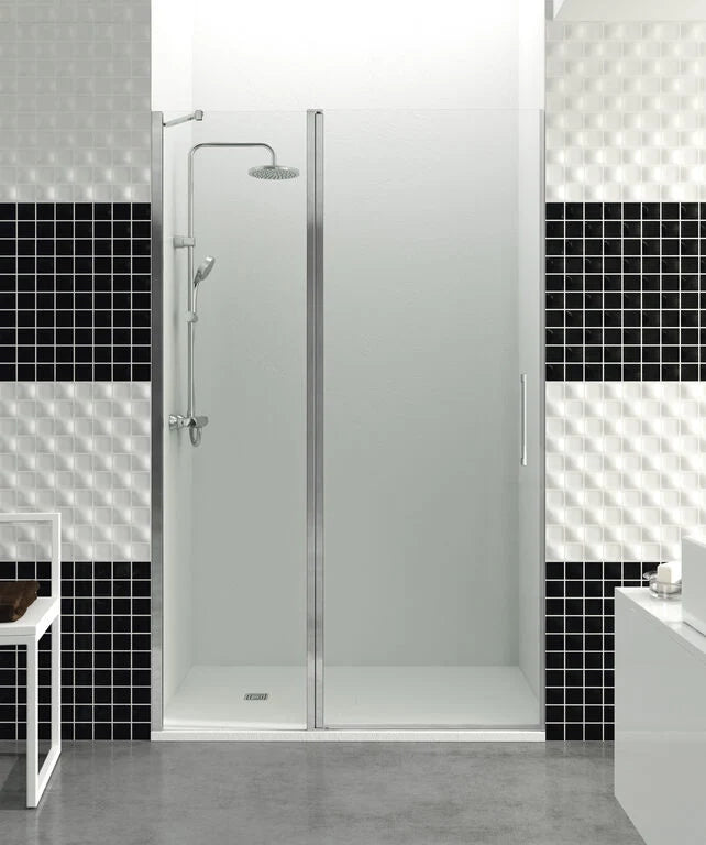 Box doccia frontale OPEN fisso 30 + porta battente 85 115 cm (112,5-115) cromo lucido vetro trasparente