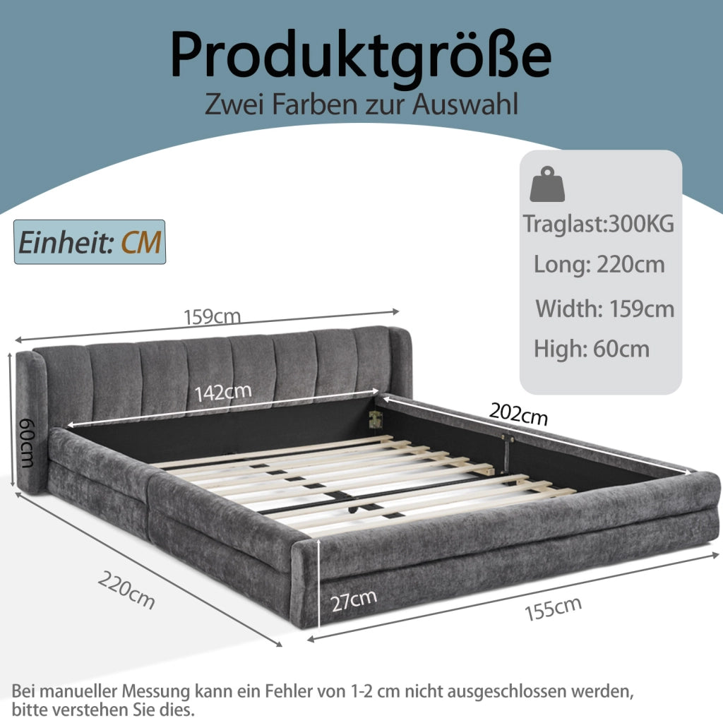 Letto singolo 90 ¡Á 200 cm con testiera imbottita rivestita in ciniglia beige portata fino a 200 kg