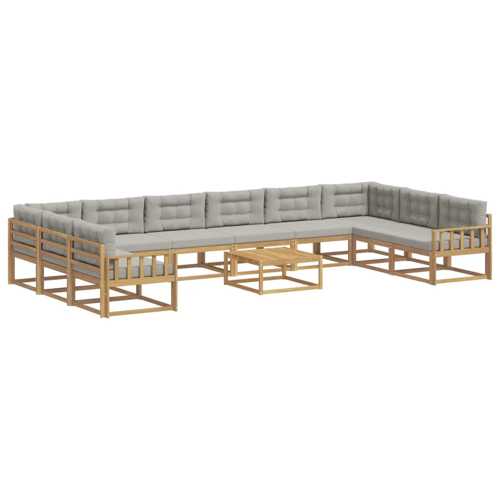 Set di divani da esterno 11 pz Bianco e Grigio Chiaro 3387135