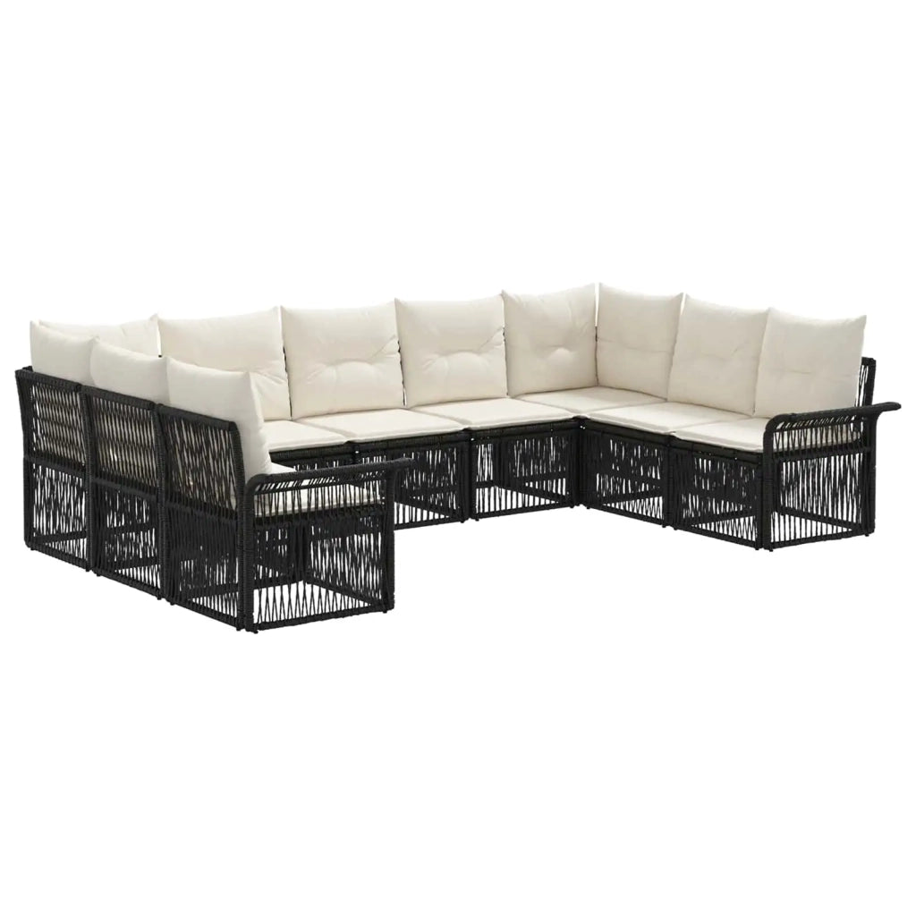 Set Divano da Giardino 9 pz Nero polyrattan 3434932