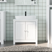 Mobile Lavabo da Bagno-Armadietto da bagno BERG Bianco 60x34x59 cm Massello Pino