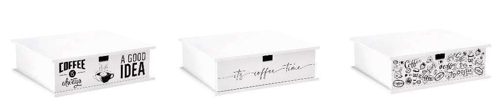 1 Pezzo Cassetto Portacialde Portacapsule Caffè Bianco 3 Decori