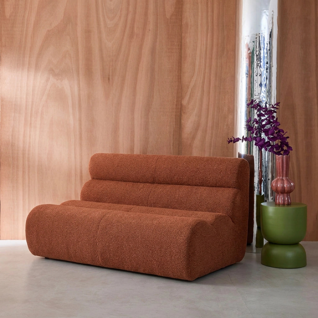 Poltrona bouclé strutturata, 2 posti, terracotta