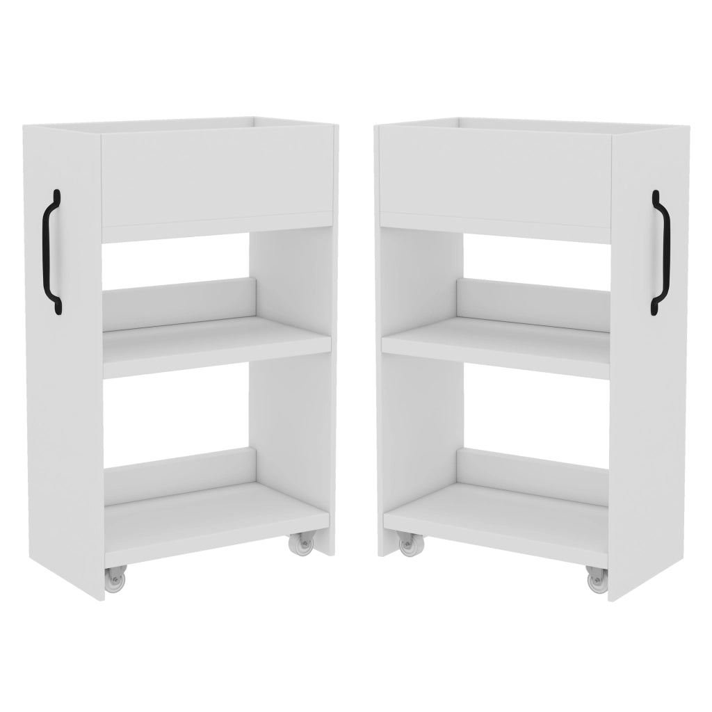 LIBRERIA mobile 52x50x75 cm bianca con ruote, cassetti e ripiani