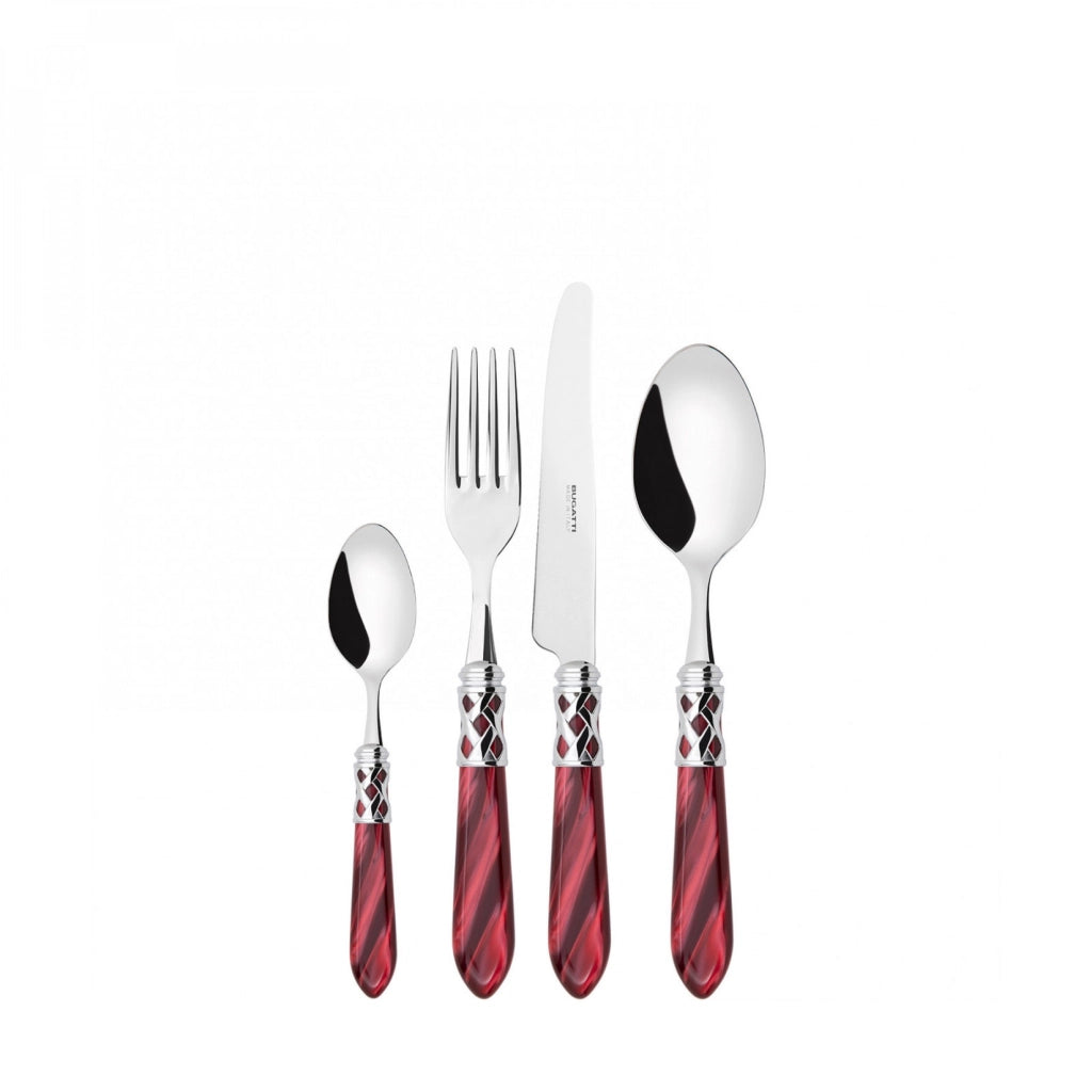 ALADDIN Ghiera Cromata, Posate Set 24 Pz, Scatola Gallery, Casa Colore: Bordeaux Seta