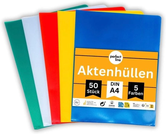 Insteekhoezen colorate A4 - 5 colori - 50 pezzi