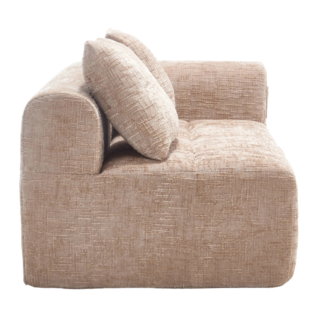 Divano con chaise longue e tasche laterali 158 cm in chenille khaki