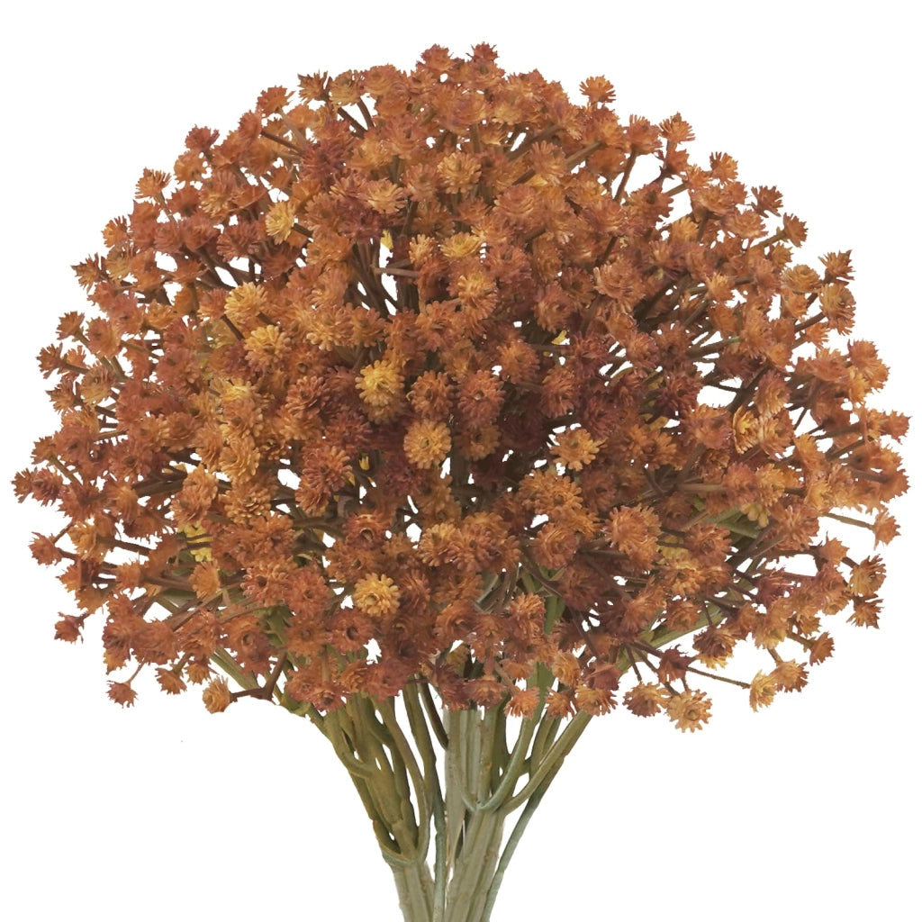Fiori artificiali di gypsophila, 12 pezzi, 21,5 cm, color arancione scuro