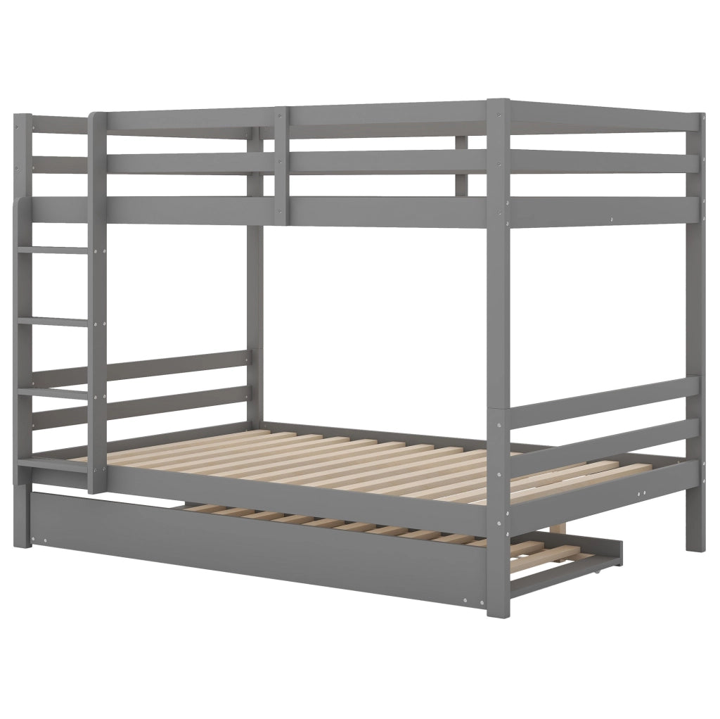 Letto a castello 140x200 cm con letto estraibile in pino e MDF grigio