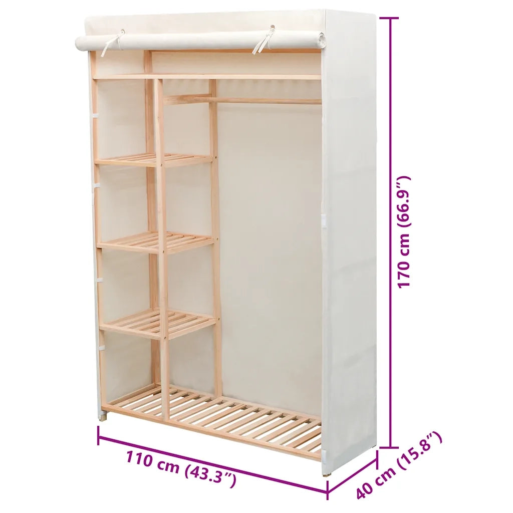 Armadio in Stoffa e Legno di Pino 110x40x170 cm 42976