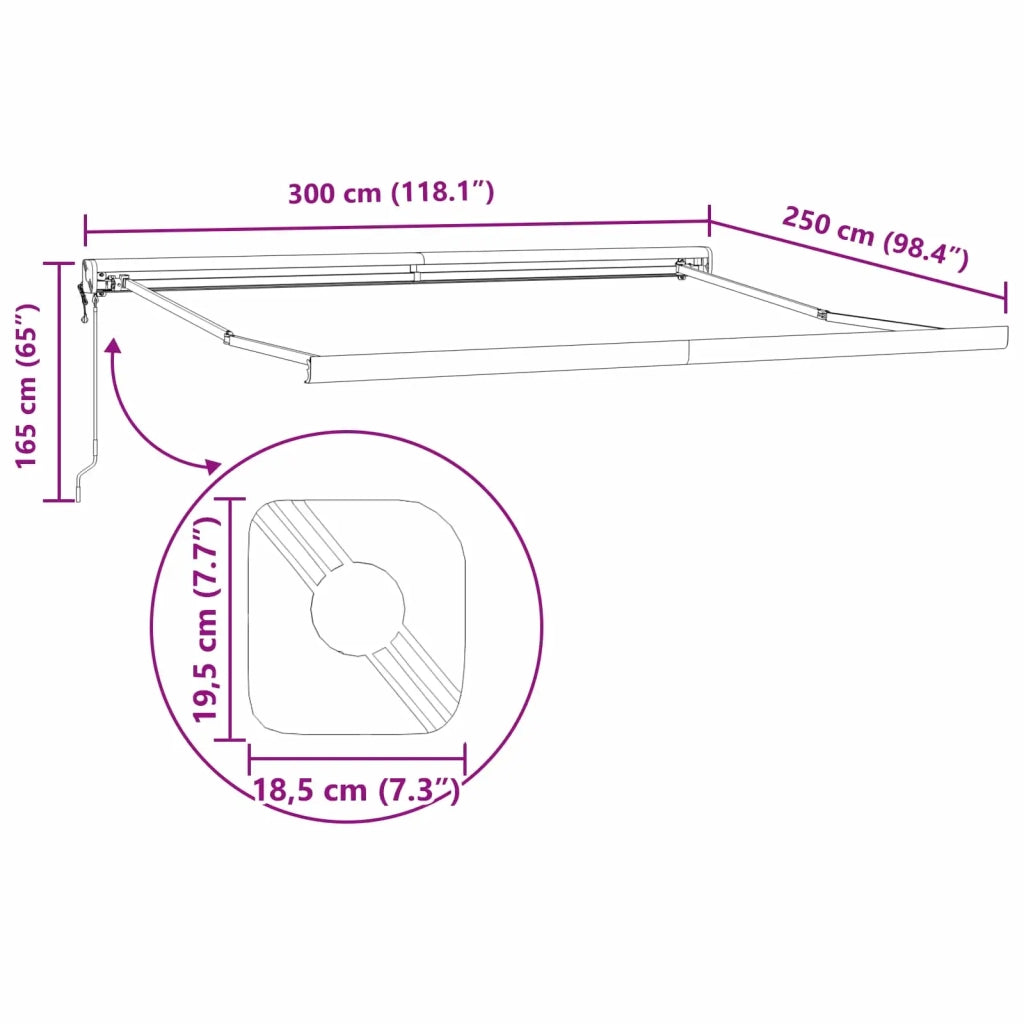Tenda da Sole Rosso 300 x 250 cm Poliestere e Alluminio 3330154