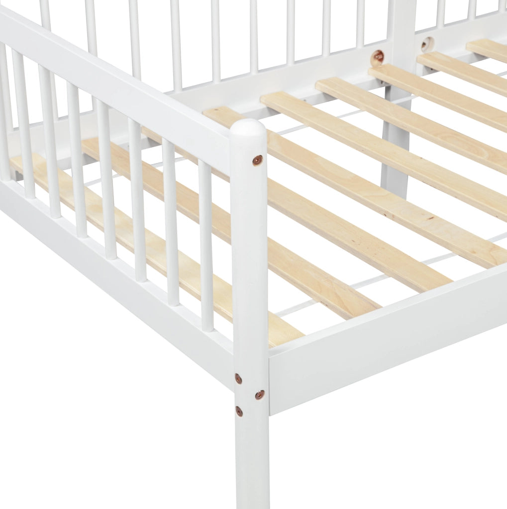 Letto singolo daybed 90x200 cm con sponde su 3 lati e 14 doghe bianco HOMVRA