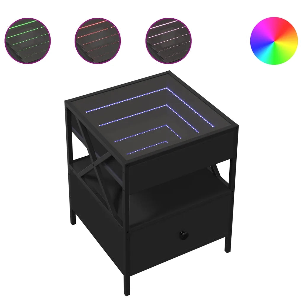 Tavolino da Salotto con LED-Tavolino da soggiorno Nero 40x40x30 cm