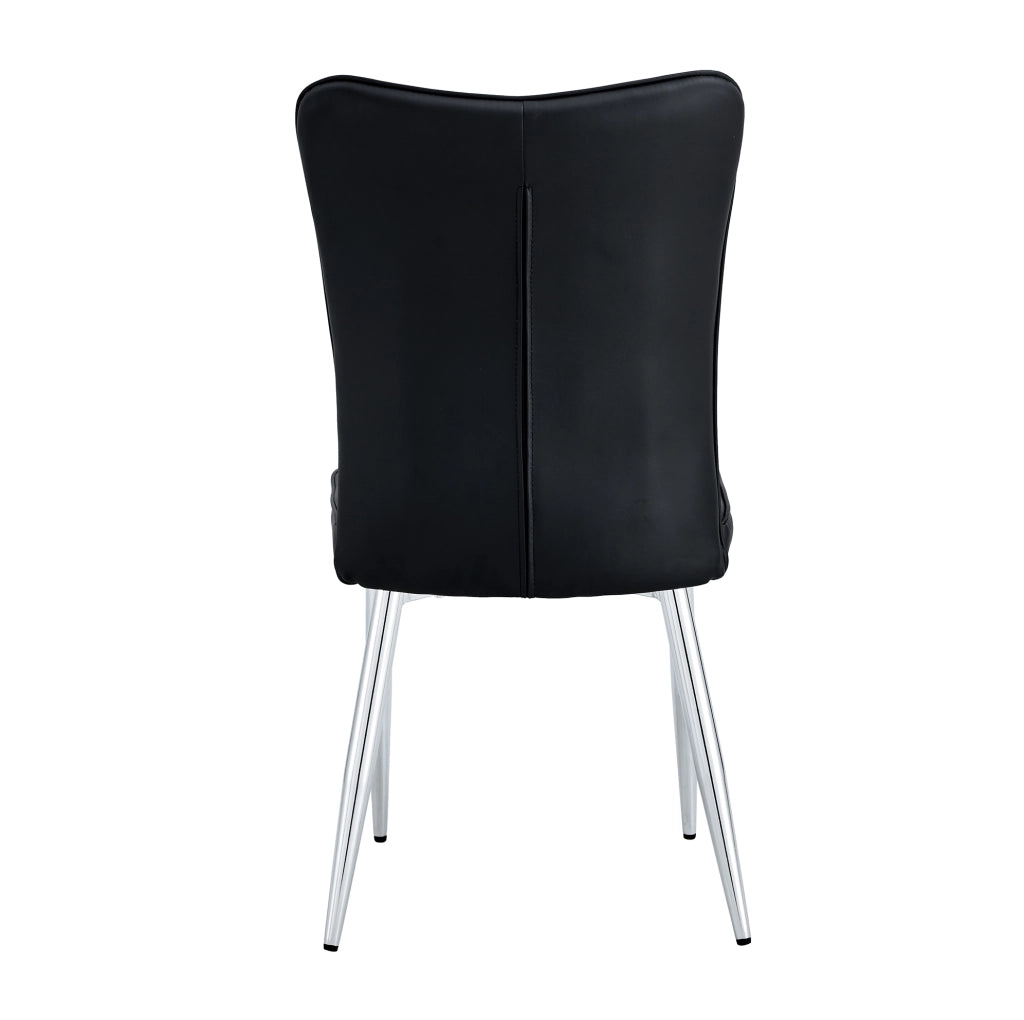 Set di 2 sedie da pranzo in similpelle nera con gambe in metallo argento