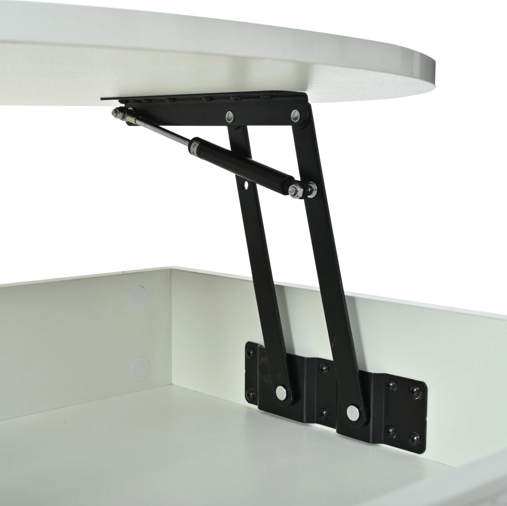 Tavolino rotondo regolabile con LED e vano contenitore bianco