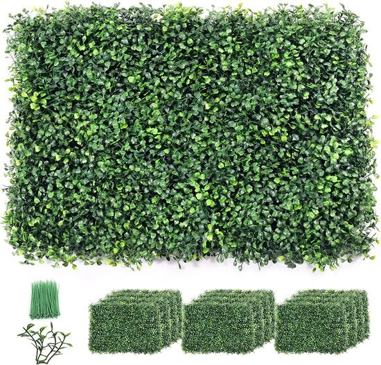 Pannelli di finto verde 12 pezzi Pannelli di finto giardino UV-resistenti Pannelli di finto cespuglio per esterno e interno Casa Decorazione di finto verde per matrimoni