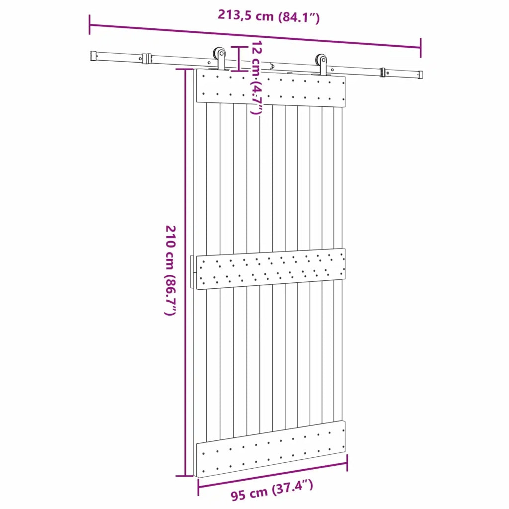 Porta scorrevole NARVIK Naturale e Nero 95 x 210 cm (213,5 cm) 3445273