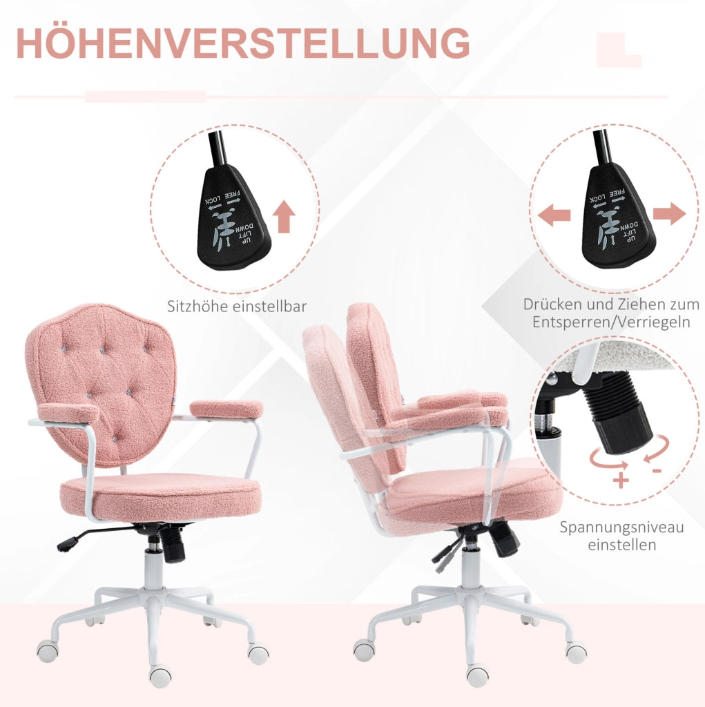 Sedia da ufficio rosa in tessuto con funzione oscillante