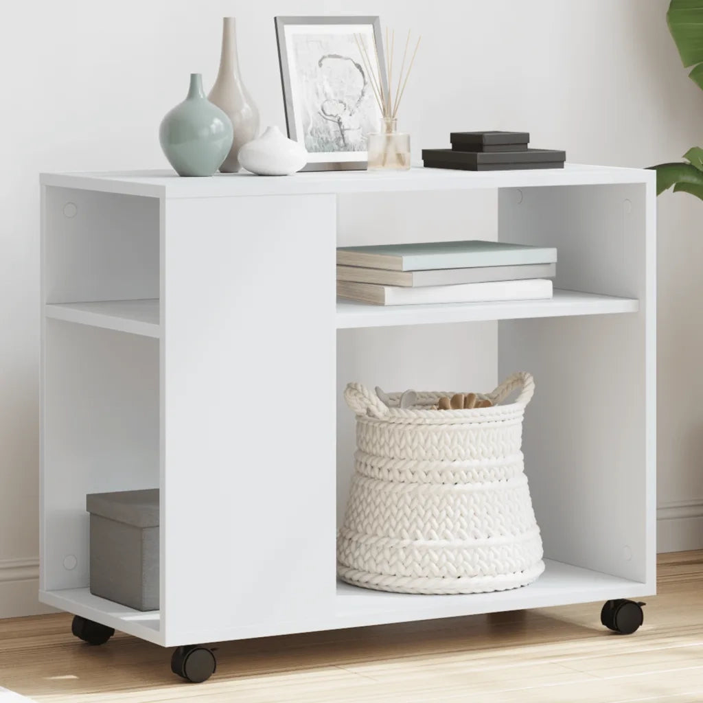 Tavolino | Tavolo laterale con Ruote Bianco 70x35x60 cm in Truciolato