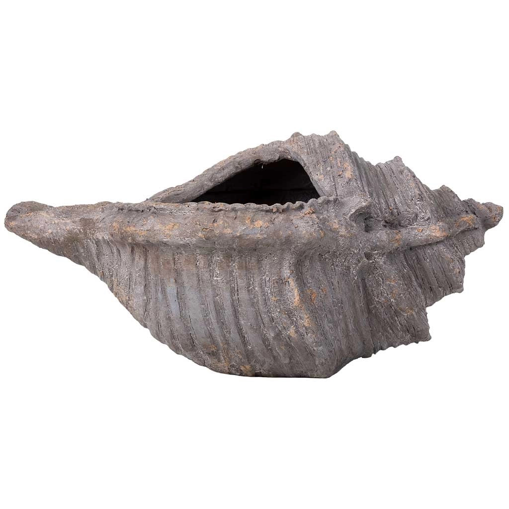Fioriera a conchiglia color pietra, 65x37x32h cm