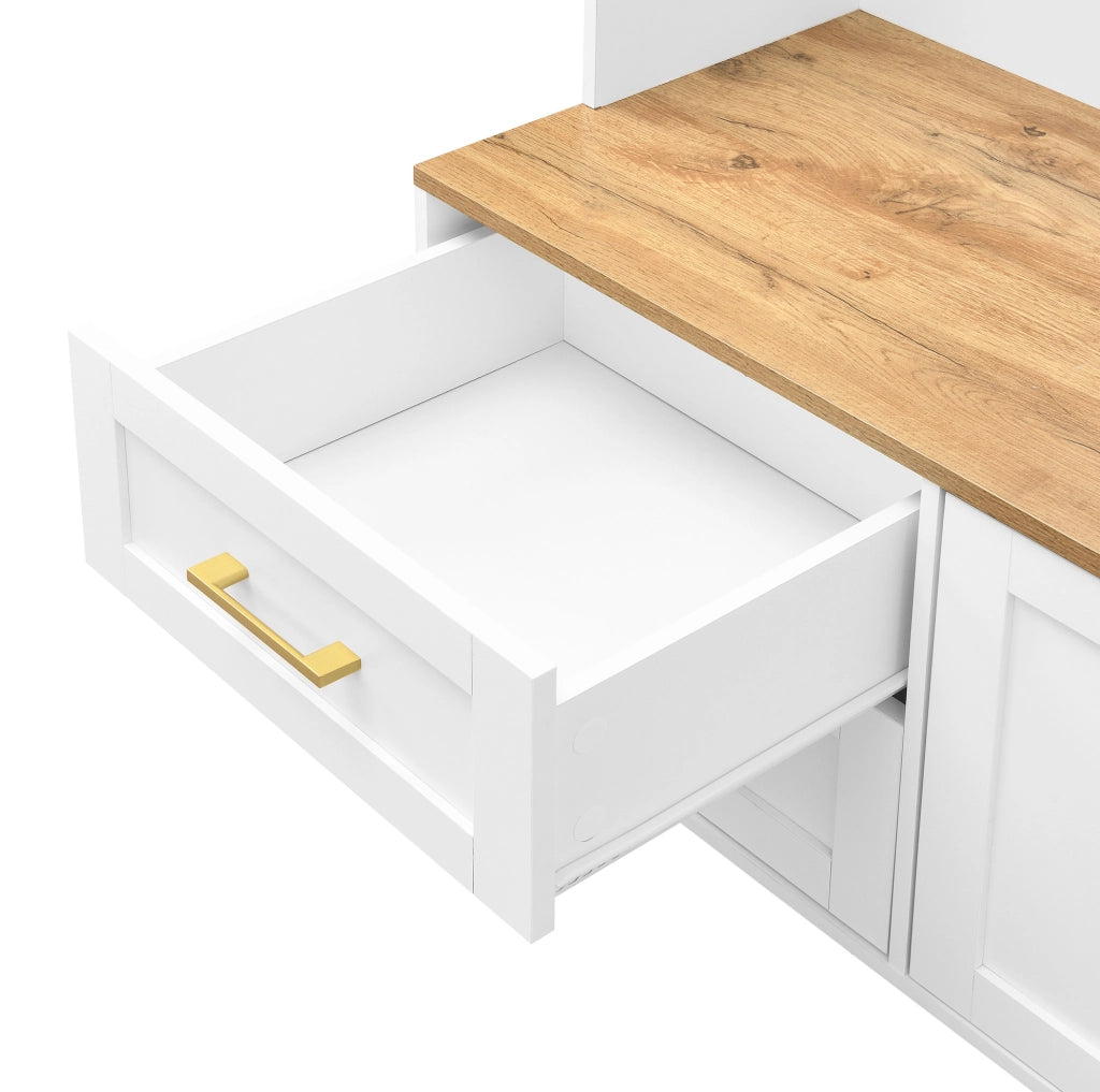 Mobile guardaroba con LED; specchio; ganci e cassetti; 120 x 40 x 187 cm; MDF; bianco ed effetto legno