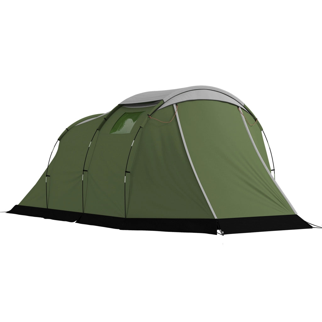 Tenda da Campeggio Familiare per 3-4 Persone Impermeabile 3000mm Verde in Poliestere con Camera e Veranda Robusta