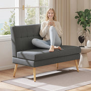 Divano 2 posti 118x68x90 cm con schienale trapuntato in legno di caucciù grigio scuro