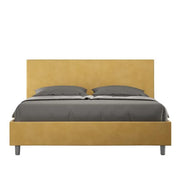 Letto matrimoniale con rete imbottito 160x210 microfibra ocra Adele