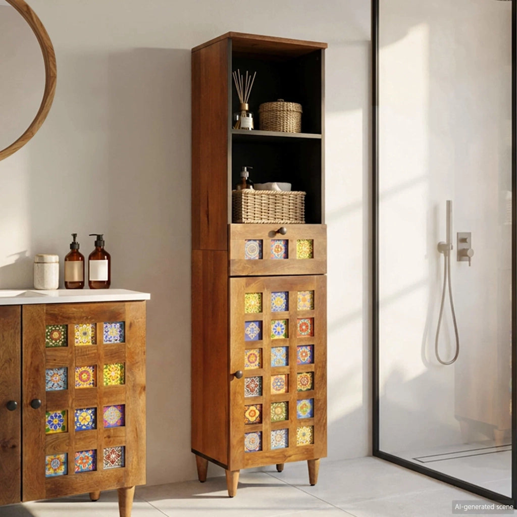 Mobile da Bagno con cassetto con porta Noce 38 x 33 x 160 cm 4018246