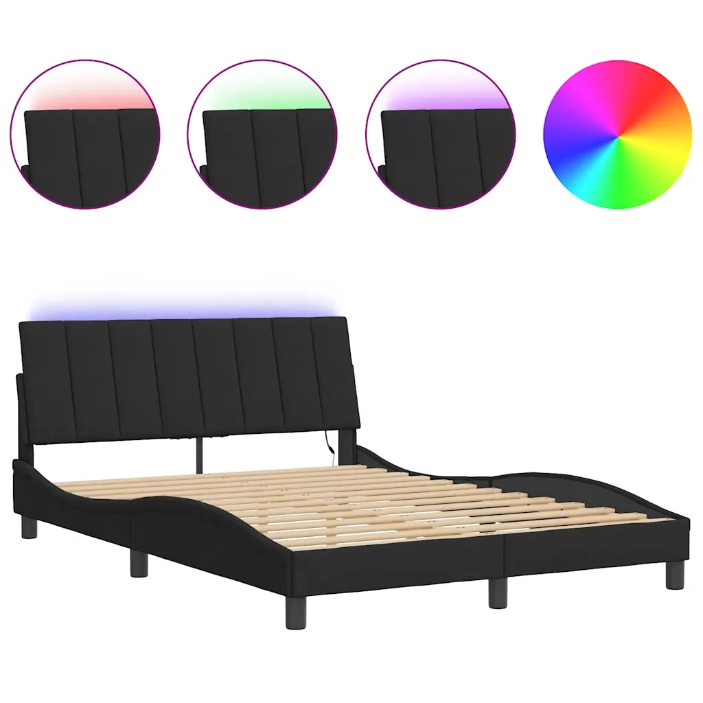 Giroletto con LED senza Materasso Hanko Nero 120x200 cm in Velluto